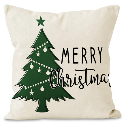 SAMA - Christmas Tree & Snowflake Pillow Cover 45x45cm Linen Decor