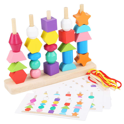 SAMA - Wooden 5-Column Bead Puzzle – Sensory Blocks (Age 3+)