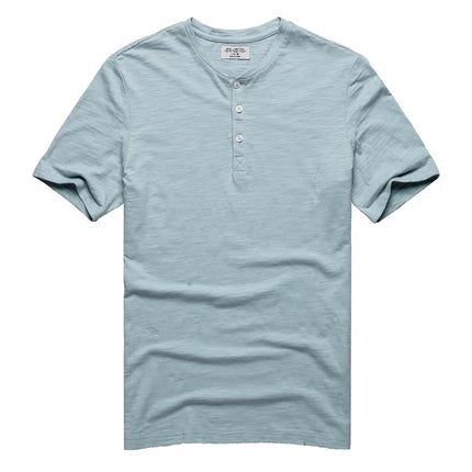 SAMA Men’s Bamboo Cotton T-Shirt – Slim Henry Collar Summer Tee