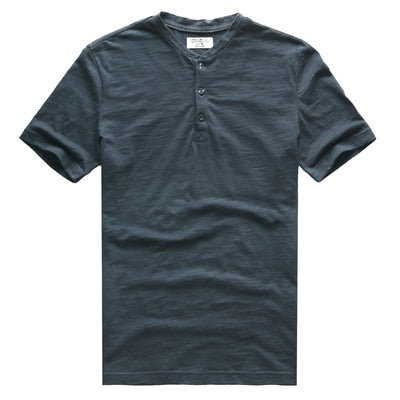 SAMA Men’s Bamboo Cotton T-Shirt – Slim Henry Collar Summer Tee