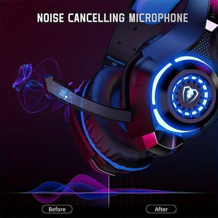 SAMA - RGB Wired Gaming Headset – 7.1mm Plug, Mic, Leather Earmuffs