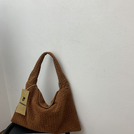 SAMA - Suede Woven Tote Bag – Large Capacity Shoulder Handbag