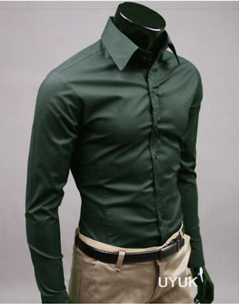 SAMA Men’s Long Sleeve Cotton Shirt – Solid Slim Fit Casual Wear