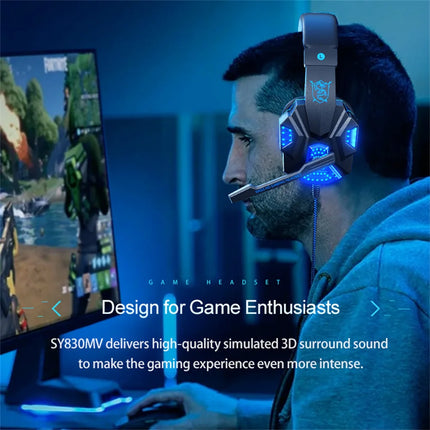SAMA - Wired Gaming Headset for Laptop – 3.5mm/USB, Mic, LED Lights