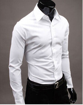 SAMA Men’s Long Sleeve Cotton Shirt – Solid Slim Fit Casual Wear