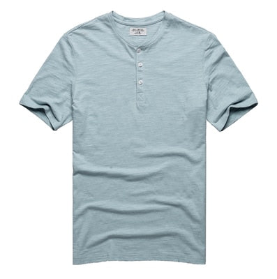 SAMA Men’s Bamboo Cotton T-Shirt – Slim Henry Collar Summer Tee