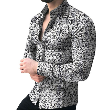 SAMA Men's Floral Long Sleeve Shirt – Casual Summer Blouse