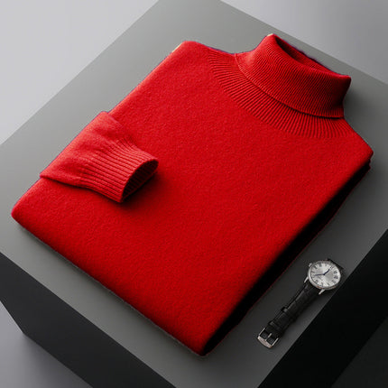 SAMA Men’s High Collar Knit Sweater – Autumn Winter Pullover