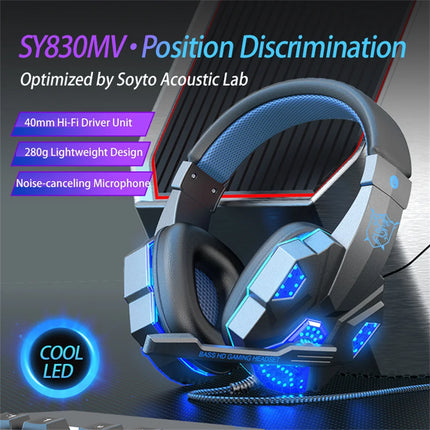 SAMA - Wired Gaming Headset for Laptop – 3.5mm/USB, Mic, LED Lights