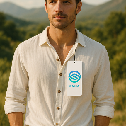 SAMA Men’s Linen Casual Shirt – Loose Fit with Knot Decoration