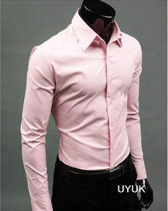 SAMA Men’s Long Sleeve Cotton Shirt – Solid Slim Fit Casual Wear