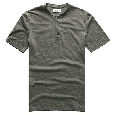 SAMA Men’s Bamboo Cotton T-Shirt – Slim Henry Collar Summer Tee