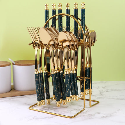 24-Piece 410 Stainless Steel Cutlery Set – Gold & Black