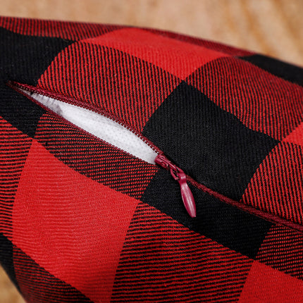SAMA - Red Checkered Christmas Pillow Cover 45x45cm Linen Style