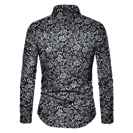 SAMA Men's Floral Long Sleeve Shirt – Casual Summer Blouse