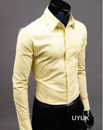 SAMA Men’s Long Sleeve Cotton Shirt – Solid Slim Fit Casual Wear