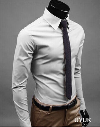 SAMA Men’s Long Sleeve Cotton Shirt – Solid Slim Fit Casual Wear
