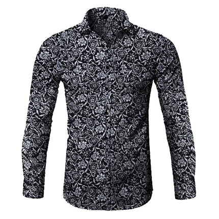 SAMA Men's Floral Long Sleeve Shirt – Casual Summer Blouse