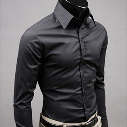 SAMA Men’s Long Sleeve Cotton Shirt – Solid Slim Fit Casual Wear