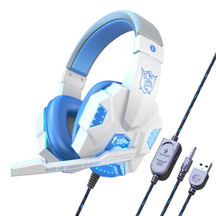 SAMA - Wired Gaming Headset for Laptop – 3.5mm/USB, Mic, LED Lights