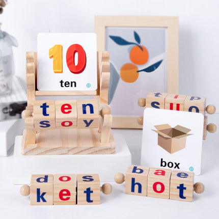 Wooden letter cube spelling puzzle for ages 4–6—Little Deer set, educational Christmas 2025/New Year 2026 gift