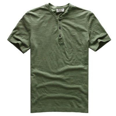 SAMA Men’s Bamboo Cotton T-Shirt – Slim Henry Collar Summer Tee