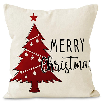 SAMA - Christmas Tree & Snowflake Pillow Cover 45x45cm Linen Decor