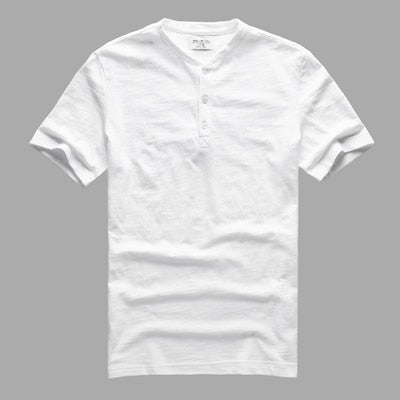 SAMA Men’s Bamboo Cotton T-Shirt – Slim Henry Collar Summer Tee