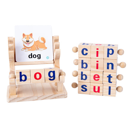 SAMA - Wooden Letter Cube Spelling Puzzle – Early Learning (4–6)
