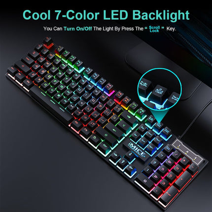 SAMA - AN-300 Wired Gaming Keyboard & Mouse Set – Rainbow Backlit USB