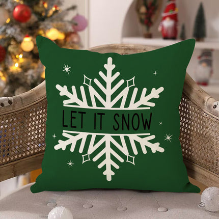 SAMA - Christmas Tree & Snowflake Pillow Cover 45x45cm Linen Decor