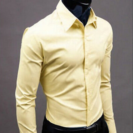 SAMA Men’s Long Sleeve Cotton Shirt – Solid Slim Fit Casual Wear