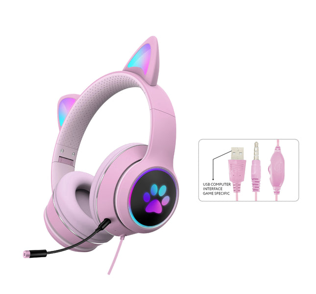 SAMA - AKZ-022 Cat Ear Gaming Headset – RGB Wired Headphones with Mic