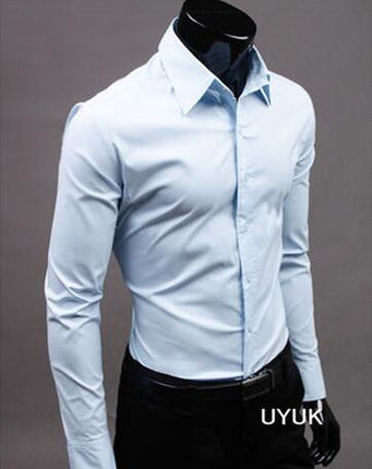 SAMA Men’s Long Sleeve Cotton Shirt – Solid Slim Fit Casual Wear