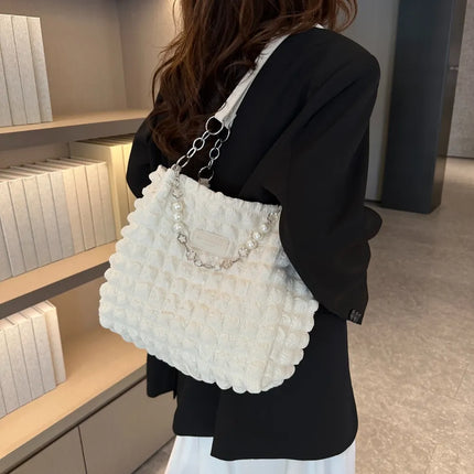 SAMA - Bubble Textured Tote Bag – Stylish Cotton Shoulder Purse