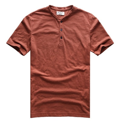 SAMA Men’s Bamboo Cotton T-Shirt – Slim Henry Collar Summer Tee