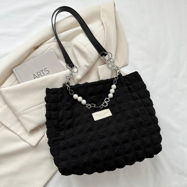 SAMA - Bubble Textured Tote Bag – Stylish Cotton Shoulder Purse
