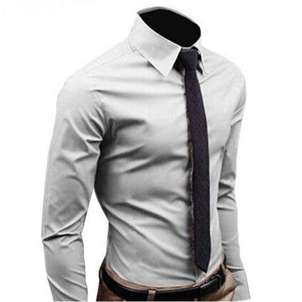 SAMA Men’s Long Sleeve Cotton Shirt – Solid Slim Fit Casual Wear