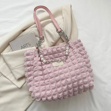 SAMA - Bubble Textured Tote Bag – Stylish Cotton Shoulder Purse