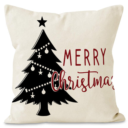 SAMA - Christmas Tree & Snowflake Pillow Cover 45x45cm Linen Decor