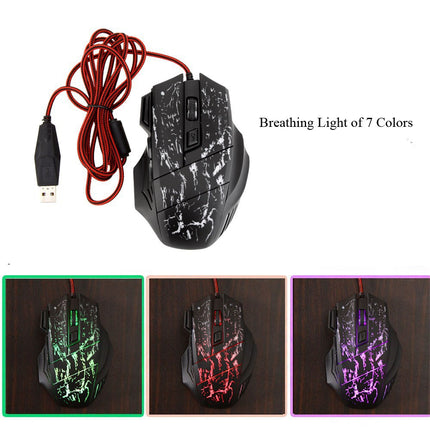 SAMA - HXSJ 7D Gaming Mouse – 3200DPI RGB Wired USB Mouse with Fire Key