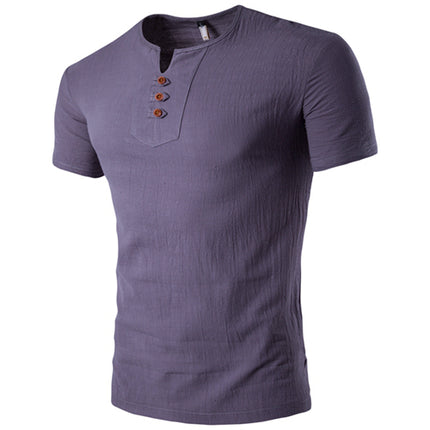 SAMA Men’s Pure Hemp Summer T-Shirt – Casual Linen O-Neck Tee