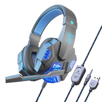 SAMA - Wired Gaming Headset for Laptop – 3.5mm/USB, Mic, LED Lights