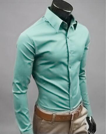 SAMA Men’s Long Sleeve Cotton Shirt – Solid Slim Fit Casual Wear