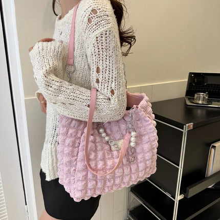 SAMA - Bubble Textured Tote Bag – Stylish Cotton Shoulder Purse