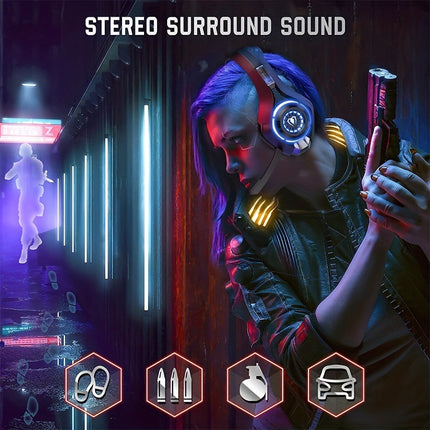 SAMA - RGB Wired Gaming Headset – 7.1mm Plug, Mic, Leather Earmuffs