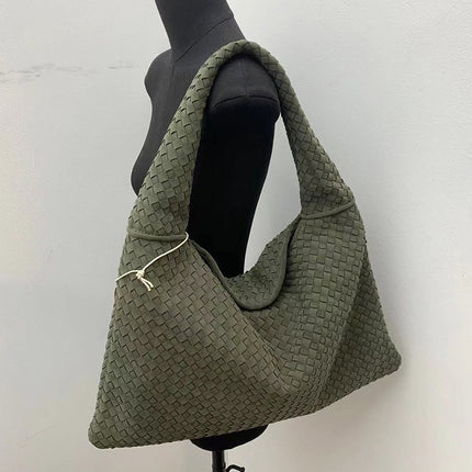 SAMA - Suede Woven Tote Bag – Large Capacity Shoulder Handbag