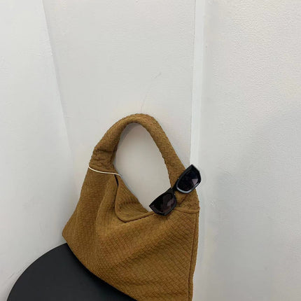 SAMA - Suede Woven Tote Bag – Large Capacity Shoulder Handbag