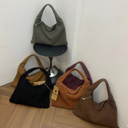 SAMA - Suede Woven Tote Bag – Large Capacity Shoulder Handbag