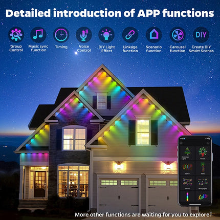 SAMA - 100FT RGB Outdoor Eaves LED Lights IP67 APP Control Christmas Decor